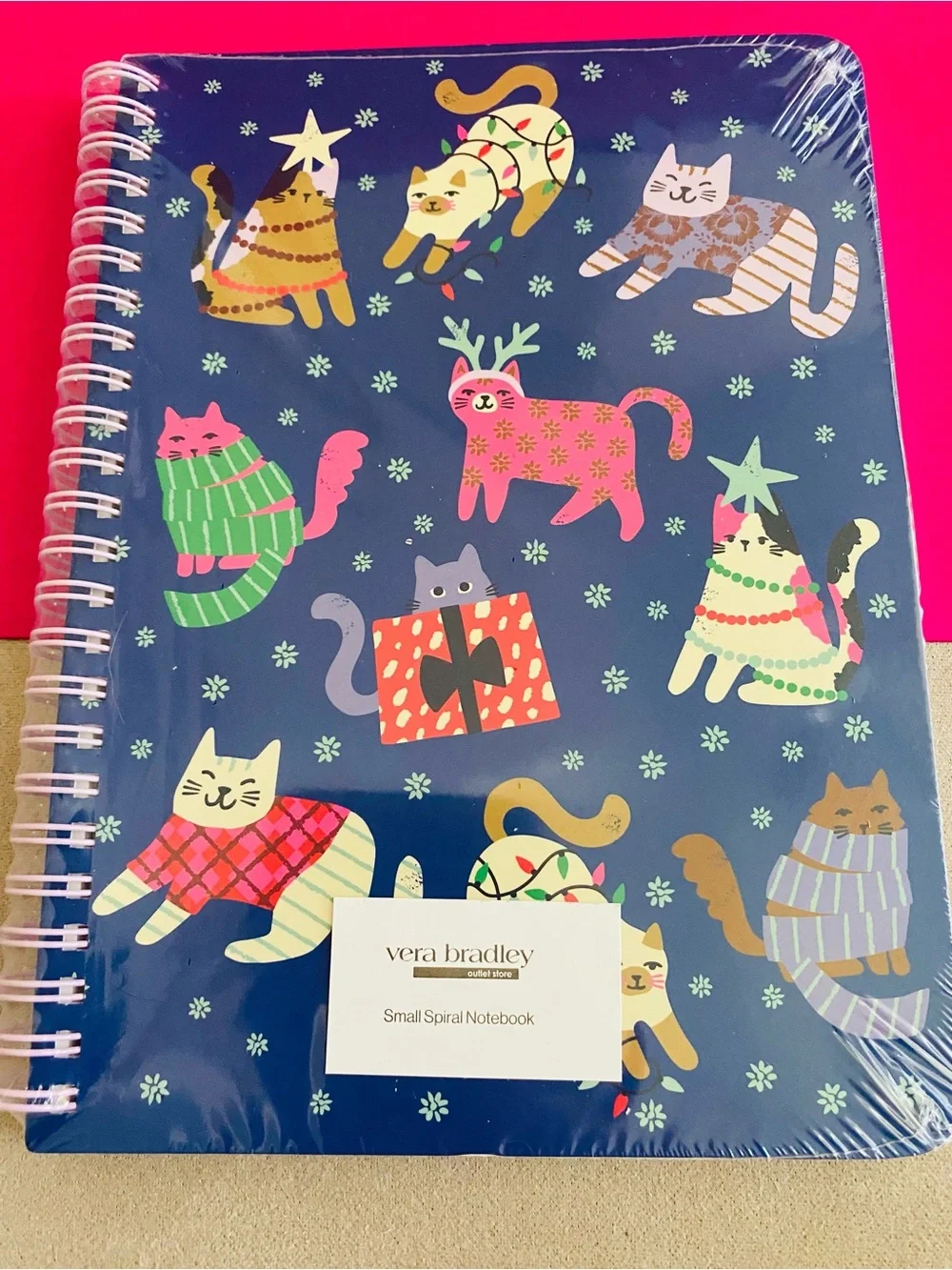 Vera Bradley Small Spiral Notebook NWT Catnip Christmas.  160 pages